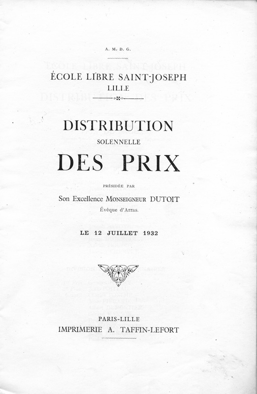 Extrait de la Distribution des prix du 12 juillet 1932